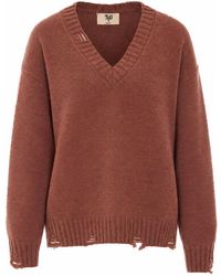 Aniye By - Tina Distressed V-Neck Sweater - Lyst