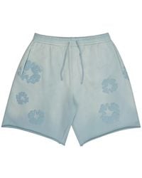DENIM TEARS - Faded Mono Cotton Wreath Track Shorts - Lyst