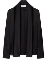 Another Tomorrow - Band-Collar Scarf-Detail Blouse - Lyst
