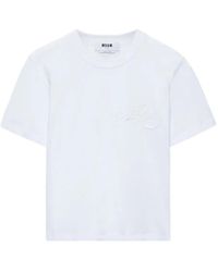 MSGM - Logo-Embroidered T-Shirt - Lyst