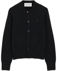 Ami Paris - Crewneck Wool Cardigan With Ami De Coeur - Lyst