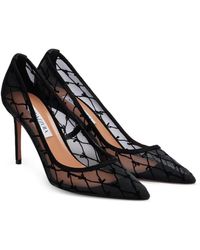 Aquazzura - Nude Bow-Embroidered Pumps - Lyst