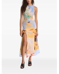Desigual - Ruched Floral-Print Midi Dress - Lyst
