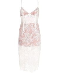 Fleur du Mal - Midi-Jurk Met Geborduurde Bloemen En Pailletten - Lyst