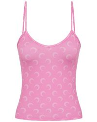 Marine Serre - Jersey Top Met Moon-Print En Bandjes - Lyst