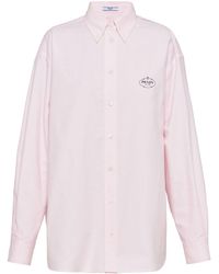 Prada - Logo-embroidered Cotton Shirt - Lyst
