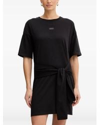 ARMANI EXCHANGE - Tie-Waist Logo-Patch Mini Dress - Lyst