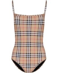 Burberry - Checked Swimsuit - Lyst