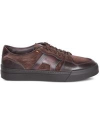 Santoni - Suede Lace-Up Sneakers - Lyst