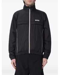 BOSS - Logo-Print Zip-Up Jacket - Lyst