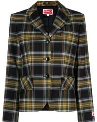 KENZO - Tartan-Check Single-Breasted Blazer - Lyst