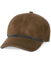 Brunello Cucinelli - Suede Baseball Cap With Shiny Band - Lyst