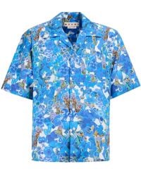 Marni - Floral-Print Cotton Shirt - Lyst
