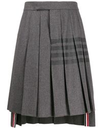 Thom Browne - Knee-length Pleated 4-bar Striped Skirt - Lyst