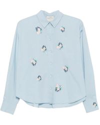 forte_forte - Floral-Embroidered Long-Sleeve Shirt - Lyst