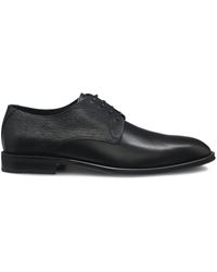 BOSS - Textured Leather Derby Shoes - Lyst