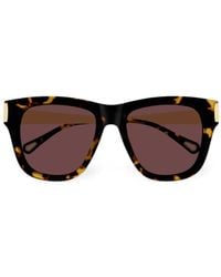 Chloé - Holly Tortoiseshell-Effect Square-Frame Sunglasses - Lyst