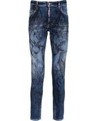 DSquared² - Floral-print Bleached-effect Skinny Jeans - Lyst