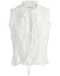 Alice + Olivia - Amal Embroidered Tie-Front Tank Top - Lyst