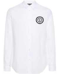 Versace - V-emblem Cotton Shirt - Lyst