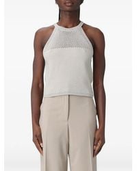 Emporio Armani - Halterneck Open-Knit Top - Lyst