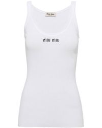 Miu Miu - Ribbed Knit Cotton Tank Top - Lyst