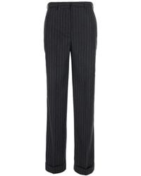 Semicouture - Lola Pinstripe-Pattern Turn-Up-Cuff Trousers - Lyst