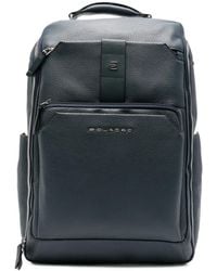 Piquadro - Tebe Logo-Plaque Pebbled-Leather Backpack - Lyst