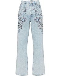 Isabel Marant - Floral-embroidered Straight-leg Jeans - Lyst
