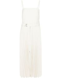 Sacai - Pinstriped Pleated Maxi Dress - Lyst