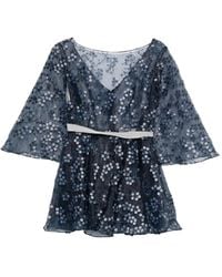 Gemy Maalouf - Floral-Embroidered Bell-Sleeve Top - Lyst