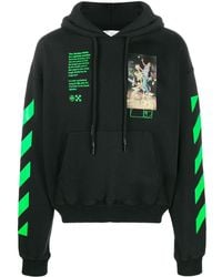 Off-White c/o Virgil Abloh Printed Loopback Cotton-jersey Zip-up Hoodie - Black