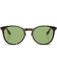 Burberry - Tortoiseshell-Effect Round-Frame Sunglasses - Lyst