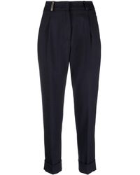 Peserico - High-waist Concealed-fastening Tapered Trousers - Lyst