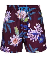 BOSS - Piranha Floral-print Swim Shorts - Lyst