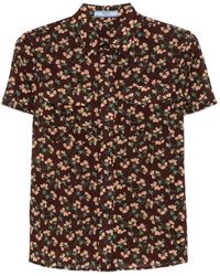Prada - Camisa con motivo floral y manga corta - Lyst