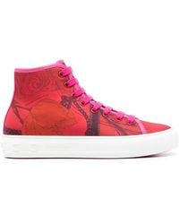 Ferragamo - Scarf-Print High-Top Trainer Sneakers - Lyst