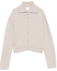 Allude - Zip-Up Ribbed-Trim Cardigan - Lyst