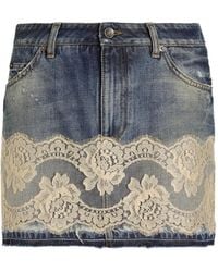 Dolce & Gabbana - Miniskirt With Lace Inserts - Lyst