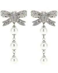 Self-Portrait - Crystal-Embellished Bow Earrings - Lyst