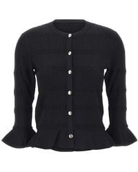 Liu Jo - Ruffled Rib-Knit Cardigan - Lyst