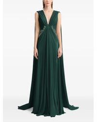 Gemy Maalouf - Draped V-Neck Beaded Maxi Dress - Lyst
