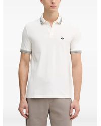 ARMANI EXCHANGE - Logo-Embroidered Stripe-Trim Polo Shirt - Lyst