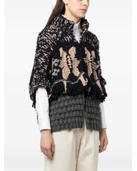 Brunello Cucinelli - Floral-Intarsia Chunky-Knit Cardigan - Lyst