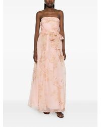 max mara acqua strapless floral silk-chiffon maxi dress Adiana Maxi Dress - Floral Print Strapless Dress in Aquamarine Floral