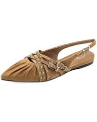 Ash - Bianca Stud-Embellished Ruched Flat Pumps - Lyst