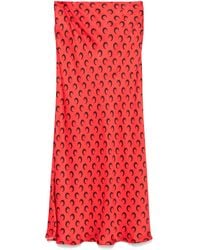Marine Serre - Crescent Moon-Print Satin Midi Skirt - Lyst
