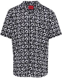 HUGO - Logo-print Cotton Shirt - Lyst