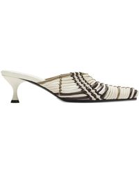 Burberry - Woven Check Leather Mules - Lyst