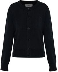 Ami Paris - Wollen Vest Met Geborduurd Hart En Knopen - Lyst